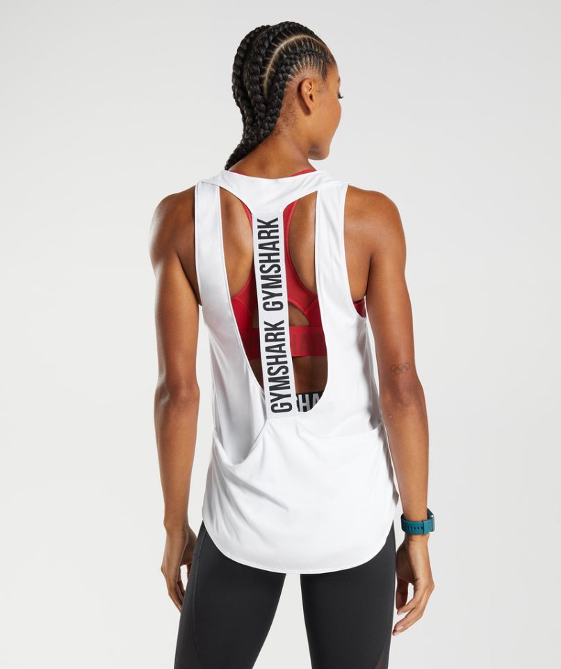 Women\'s Gymshark Training Brandmark Tanks White | NZ 7JAFPW